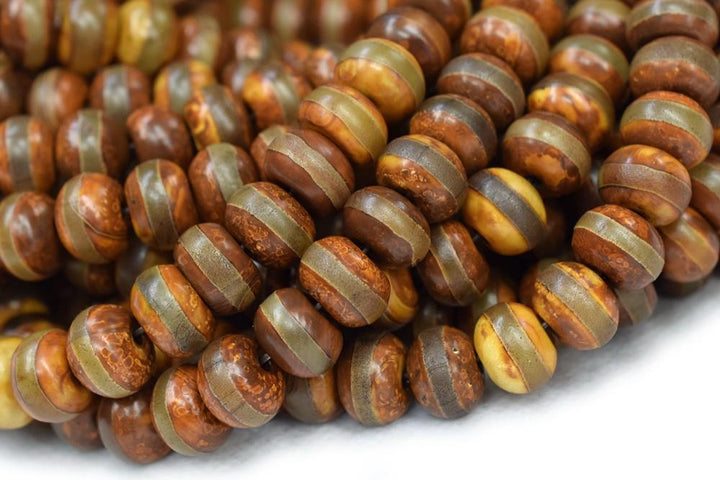 14.5" 10x14mm Antique Brown Bulk tibetan DZI agate rondelle beads one line