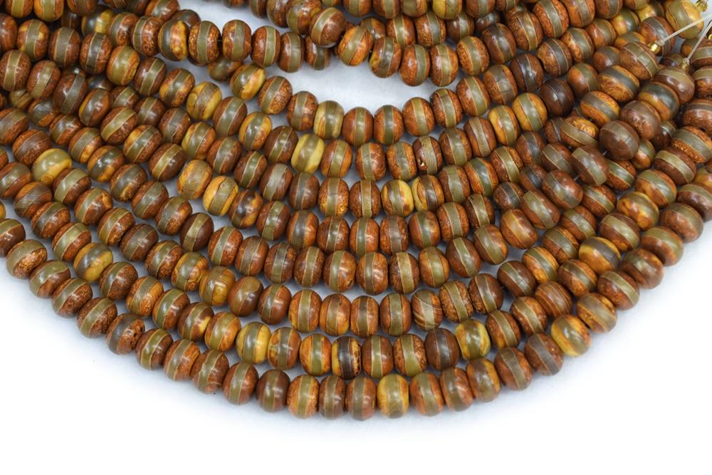 14.5" 10x14mm Antique Brown Bulk tibetan DZI agate rondelle beads one line