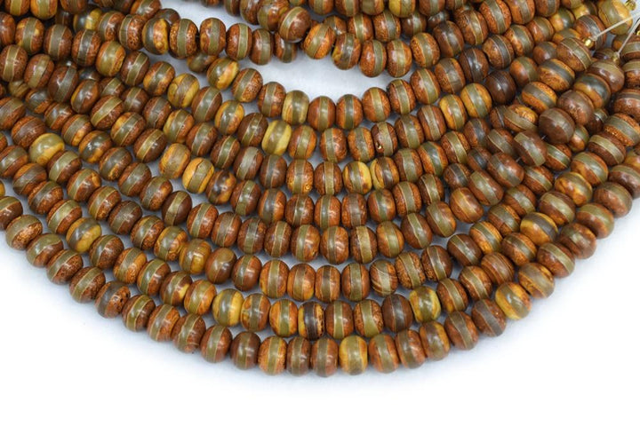 14.5" 10x14mm Antique Brown Bulk tibetan DZI agate rondelle beads one line