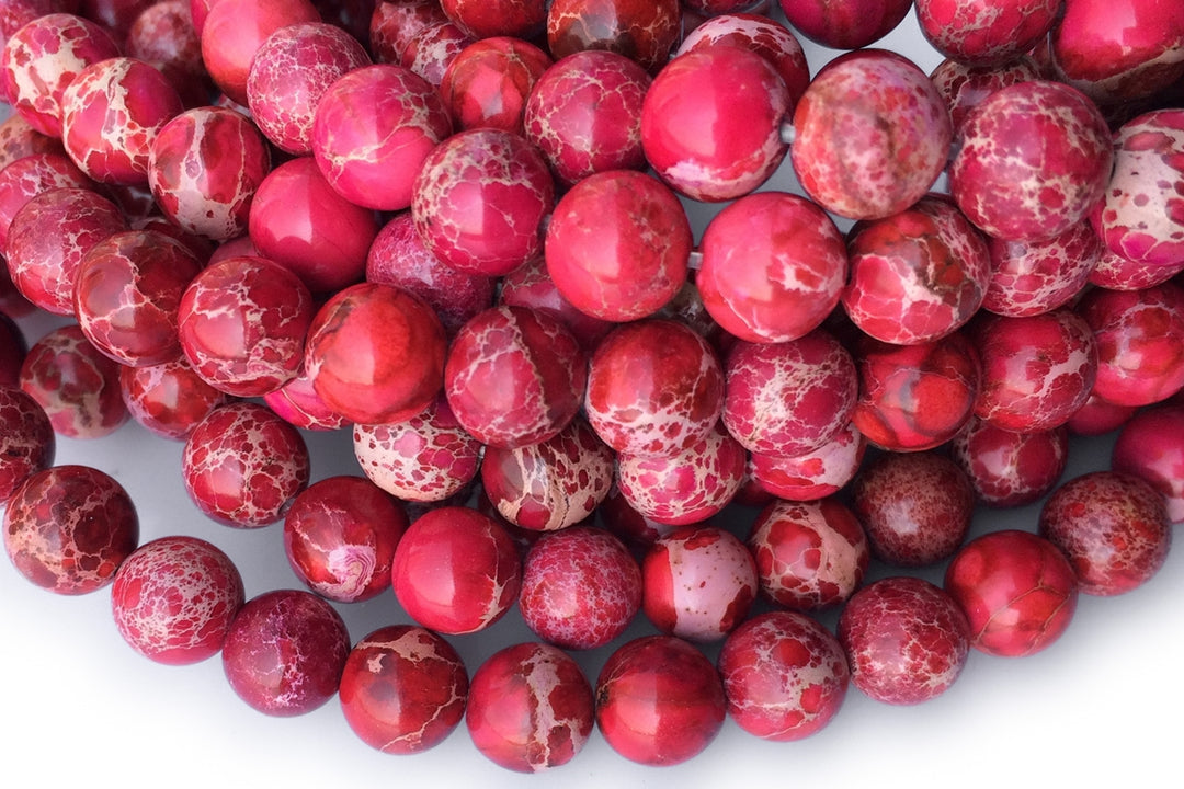15.5" 6mm/8mm/10mm Red emperor jasper round beads, Sea Sediment