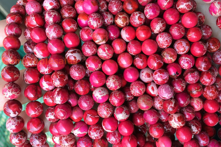 15.5" 6mm/8mm/10mm Red emperor jasper round beads, Sea Sediment