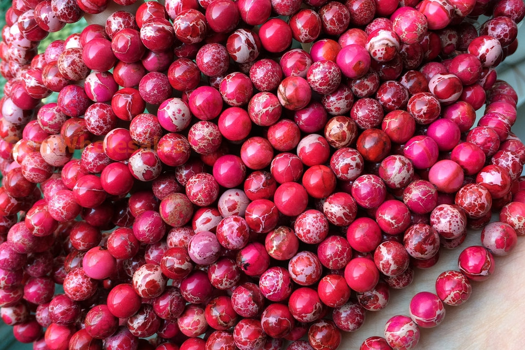 15.5" 6mm/8mm/10mm Red emperor jasper round beads, Sea Sediment