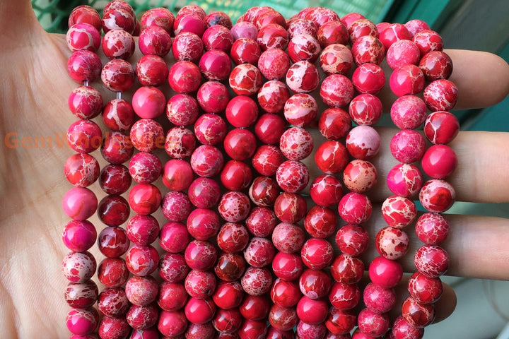 15.5" 6mm/8mm/10mm Red emperor jasper round beads, Sea Sediment