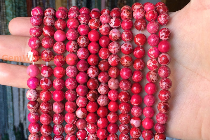 15.5" 6mm/8mm/10mm Red emperor jasper round beads, Sea Sediment