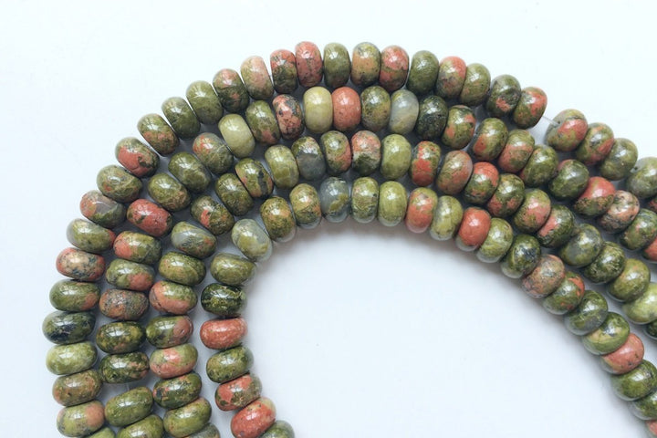 15.5" 8x5mm Natural unakite rondelle beads,disc beads, roundel beads 8x4mm, roundel beads