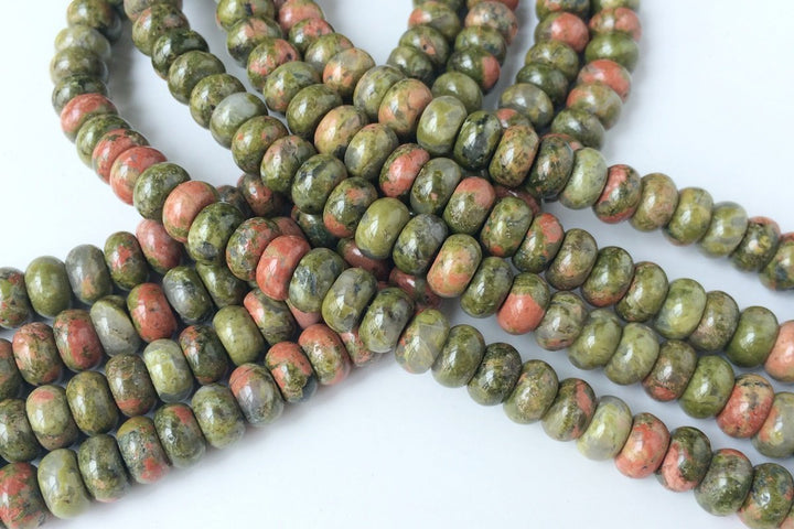 15.5" 8x5mm Natural unakite rondelle beads,disc beads, roundel beads 8x4mm, roundel beads