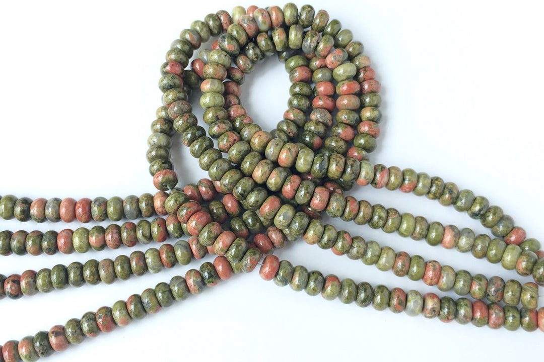 15.5" 8x5mm Natural unakite rondelle beads,disc beads, roundel beads 8x4mm, roundel beads