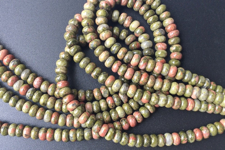 15.5" 8x5mm Natural unakite rondelle beads,disc beads, roundel beads 8x4mm, roundel beads