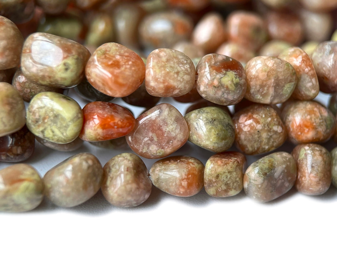 15.5" 5~7mm Natural Chinese Unakite pebbles/potato beads