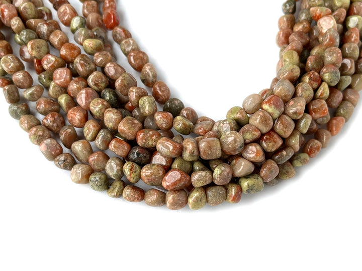 15.5" 5~7mm Natural Chinese Unakite pebbles/potato beads