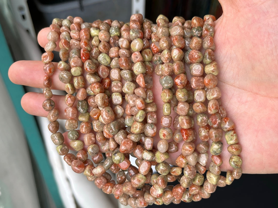 15.5" 5~7mm Natural Chinese Unakite pebbles/potato beads