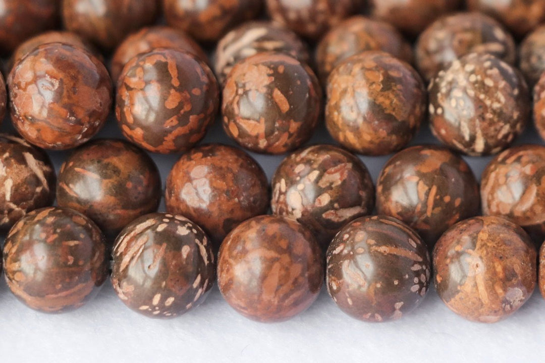 15.5" 8mm Natural brown Firework Jasper round jewelry beads