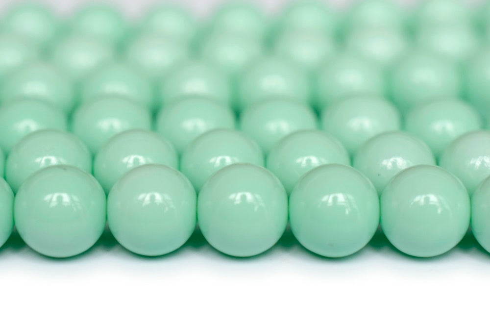 15.5" Glass druk round beads light green 6mm/8mm/10mm/12mm
