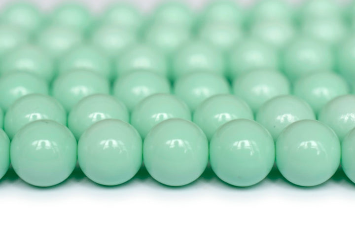 15.5" Glass druk round beads light green 6mm/8mm/10mm/12mm