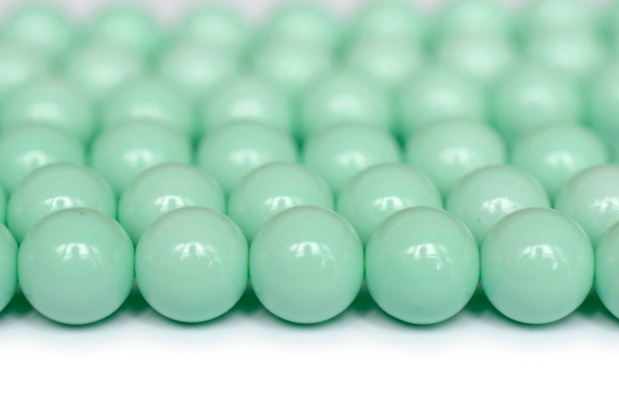 15.5" Glass druk round beads light green 6mm/8mm/10mm/12mm