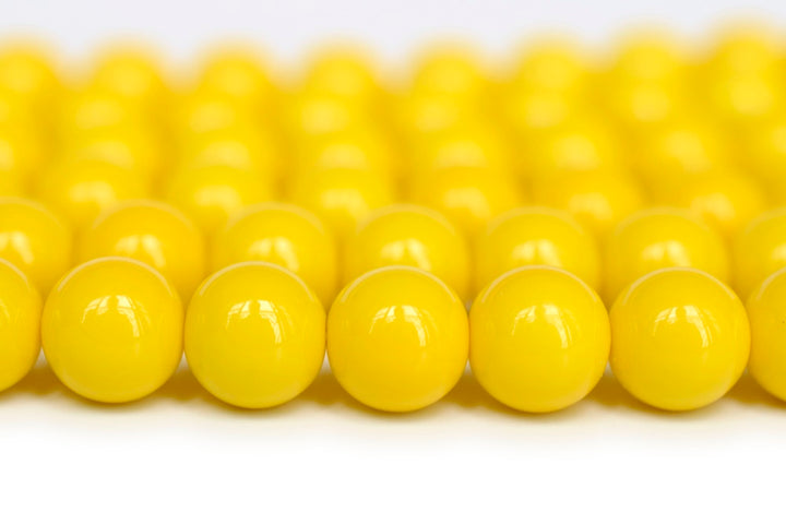 15.5" Glass druk round beads Lemon yellow 6mm/8mm/10mm