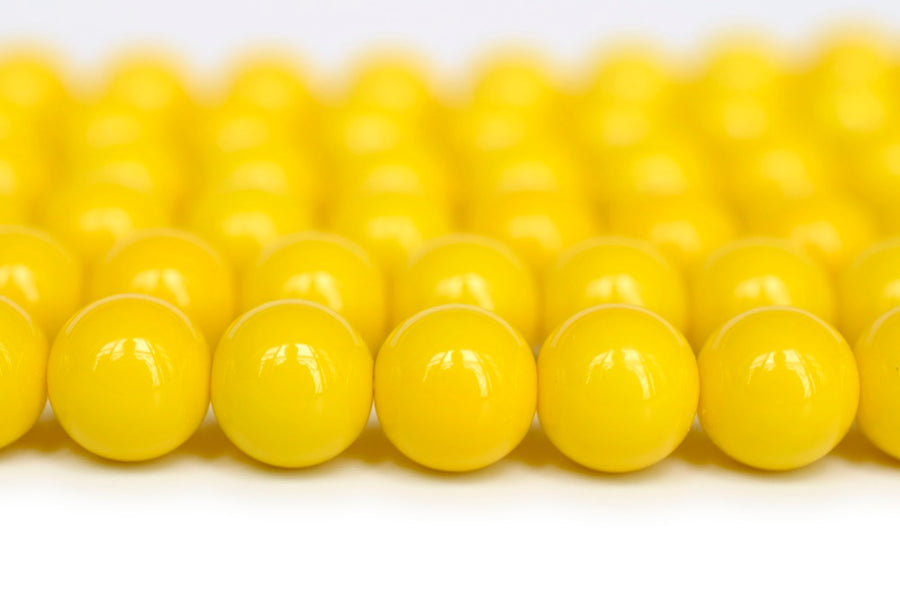 15.5" Glass druk round beads Lemon yellow 6mm/8mm/10mm