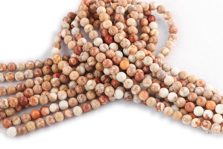15.5" 8mm cream beige orange emperor jasper round beads, Sea Sediment