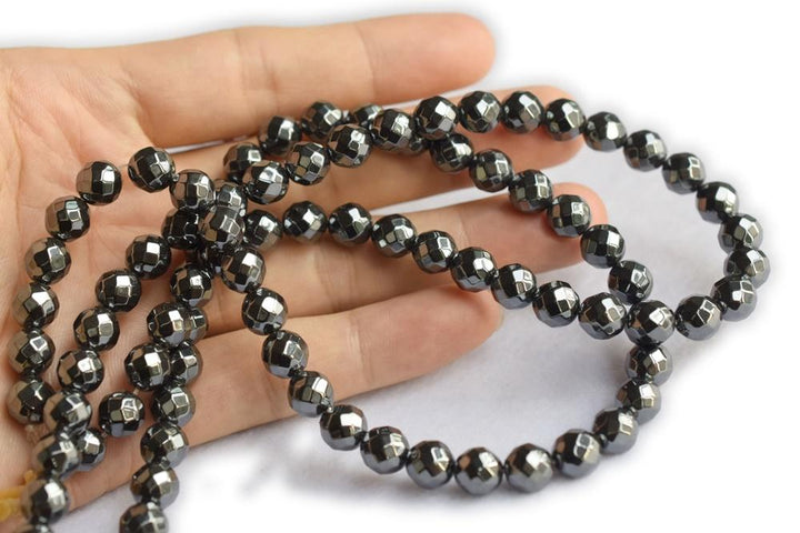 15.5" Black Hematite stone 6mm/8mm/10mm/12mm round faceted beads