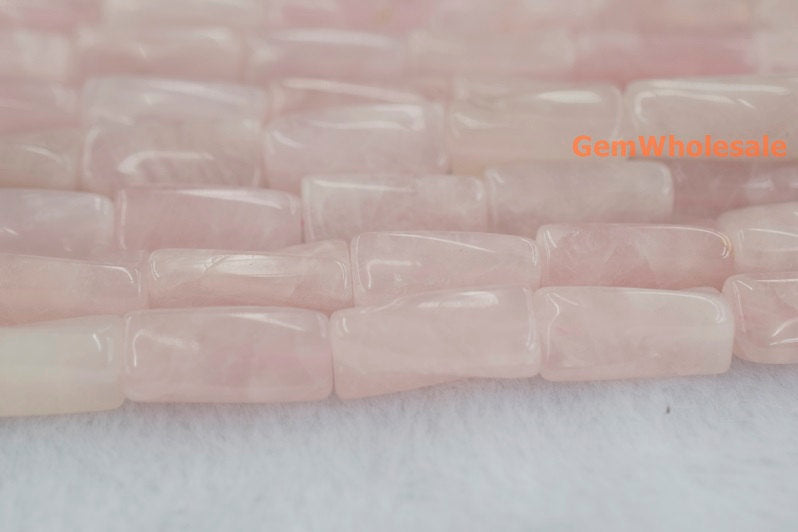 15.5" natural 9x20mm Rose quartz Twisted Column ,Twisted tube