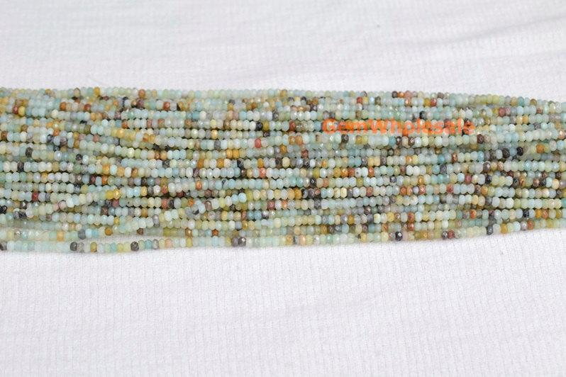15.5" 4x6mm Natural amazonite rondelle faceted beads,multi color gemstone