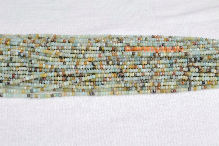 15.5" 4x6mm Natural amazonite rondelle faceted beads,multi color gemstone