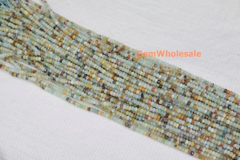 15.5" 4x6mm Natural amazonite rondelle faceted beads,multi color gemstone