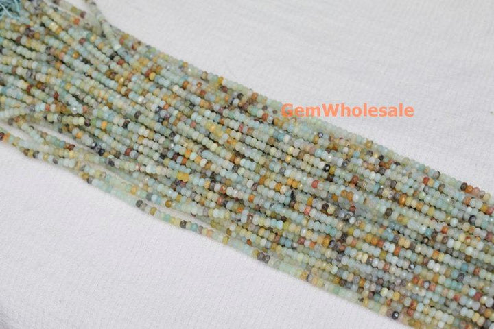 15.5" 4x6mm Natural amazonite rondelle faceted beads,multi color gemstone