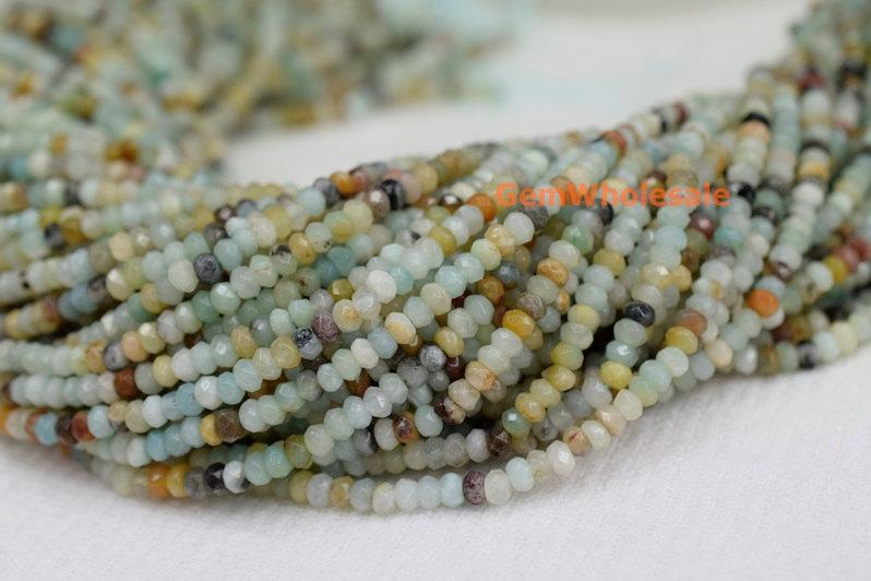 15.5" 4x6mm Natural amazonite rondelle faceted beads,multi color gemstone