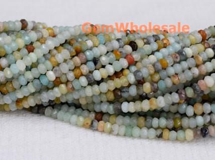 15.5" 4x6mm Natural amazonite rondelle faceted beads,multi color gemstone