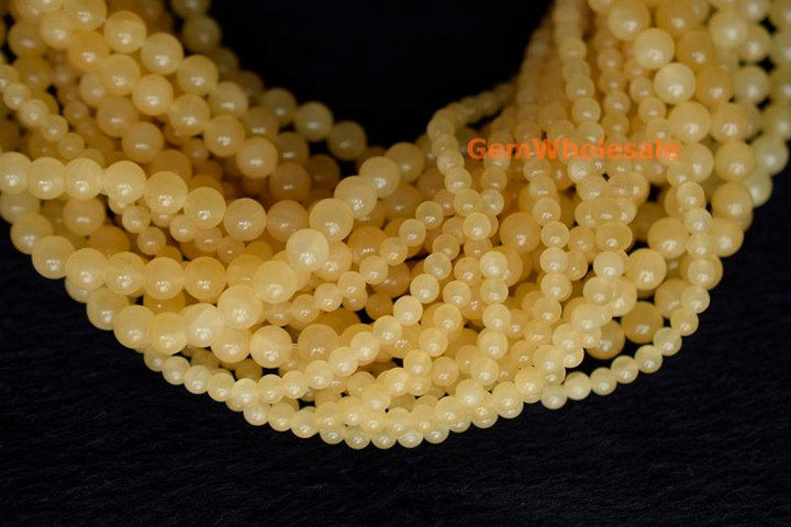 15.5" 4mm/6mm natural yellow jade Round gemstone beads