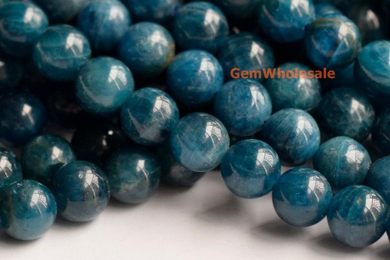 15.5" 6mm/8mm natural apatite dark blue stone round beads,AA