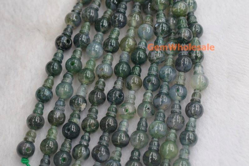 Green Moss agate - T hole- beads supplier