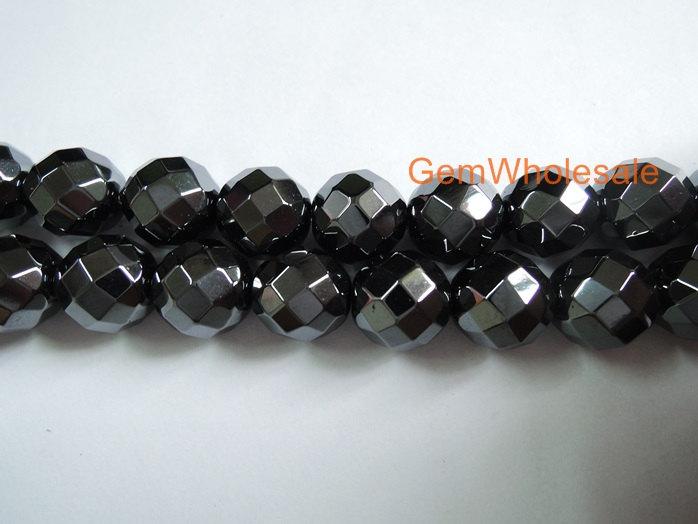 15.5" Black Hematite stone 6mm/8mm/10mm/12mm round faceted beads