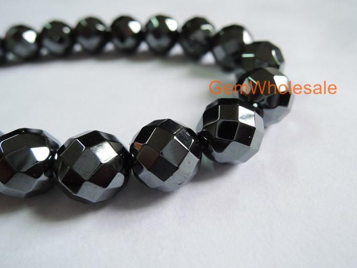15.5" Black Hematite stone 6mm/8mm/10mm/12mm round faceted beads