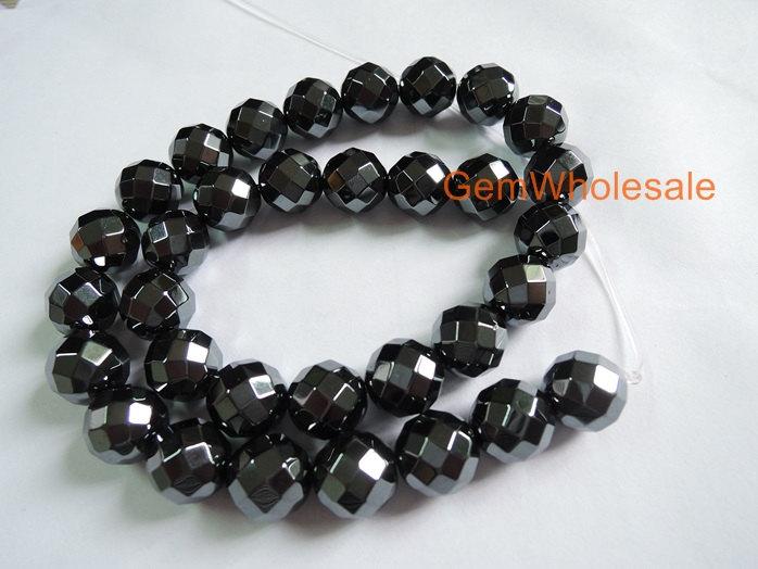15.5" Black Hematite stone 6mm/8mm/10mm/12mm round faceted beads