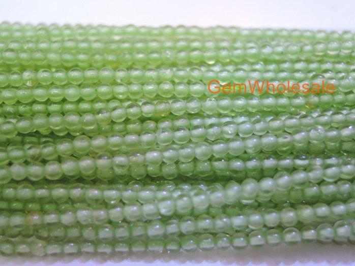 15.5" Peridot 2mm round beads, small yellow green color gemstone beads