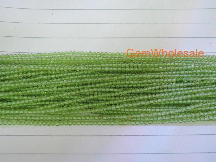 15.5" Peridot 2mm round beads, small yellow green color gemstone beads