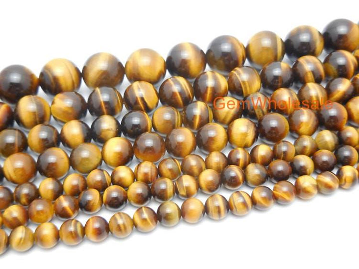 15.5" 4mm/6mm/8mm AA quality Natural yellow tiger eye round beads