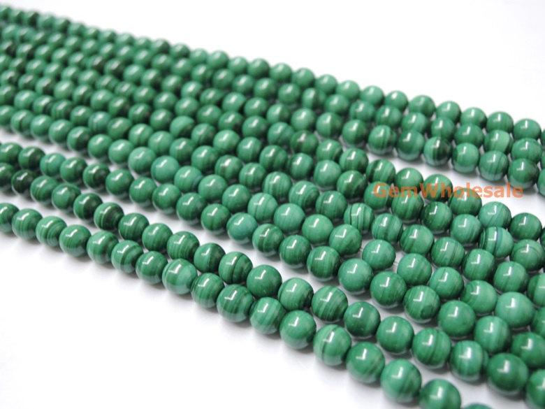 15.5" 4mm Natural green malachite stone round beads AA