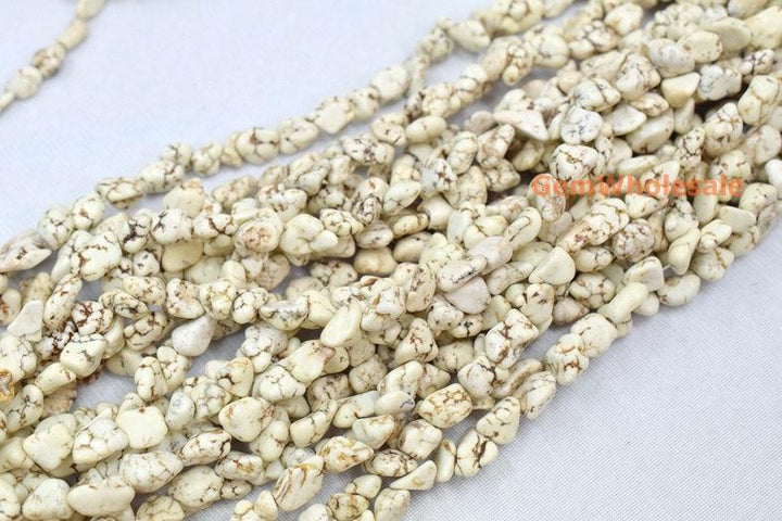 15.5" 8~12x12~18mm white howlite nugget beads, Ivory color Gemstone nugget