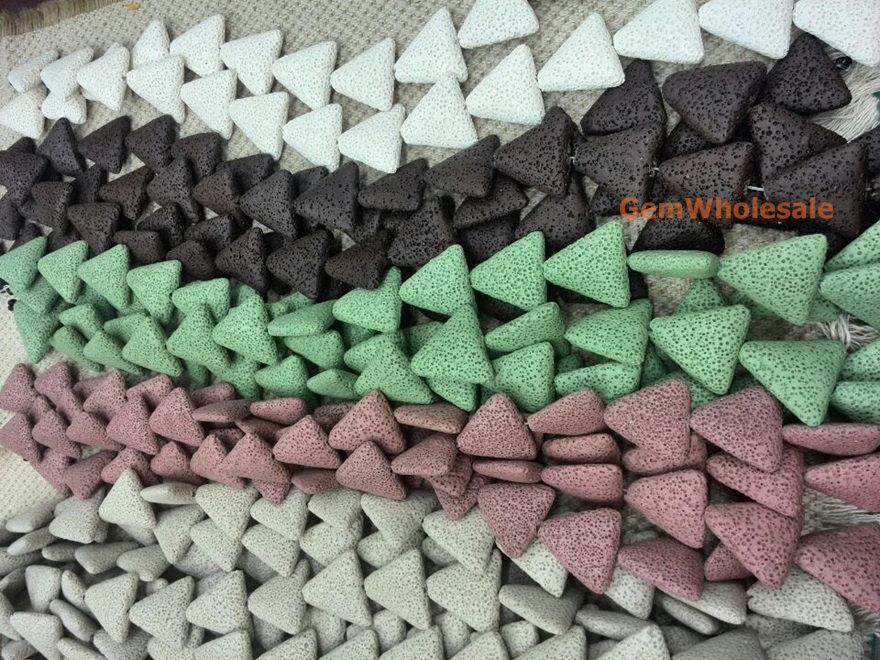 15.5" 28x28mm red color Lava triangle Gemstone pendant 6 colors