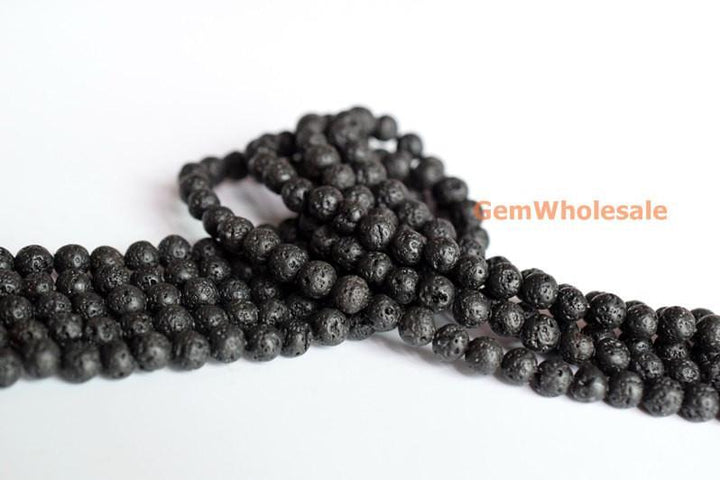 15.5" 6mm/8mm/10mm/12mm/14mm black Lava Round Gemstone beads