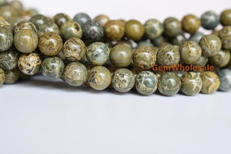 African army green jasper - Round- beads supplier