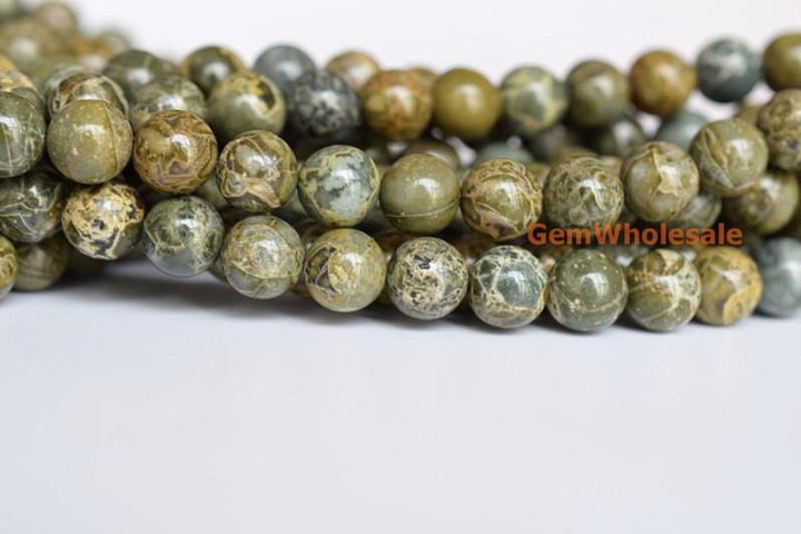 African army green jasper - Round- beads supplier