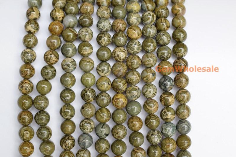 African army green jasper - Round- beads supplier