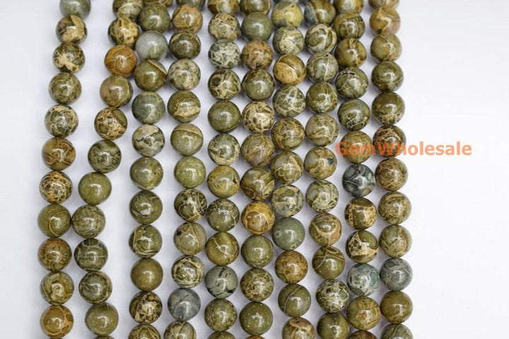 African army green jasper - Round- beads supplier