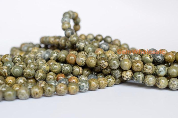 African army green jasper - Round- beads supplier