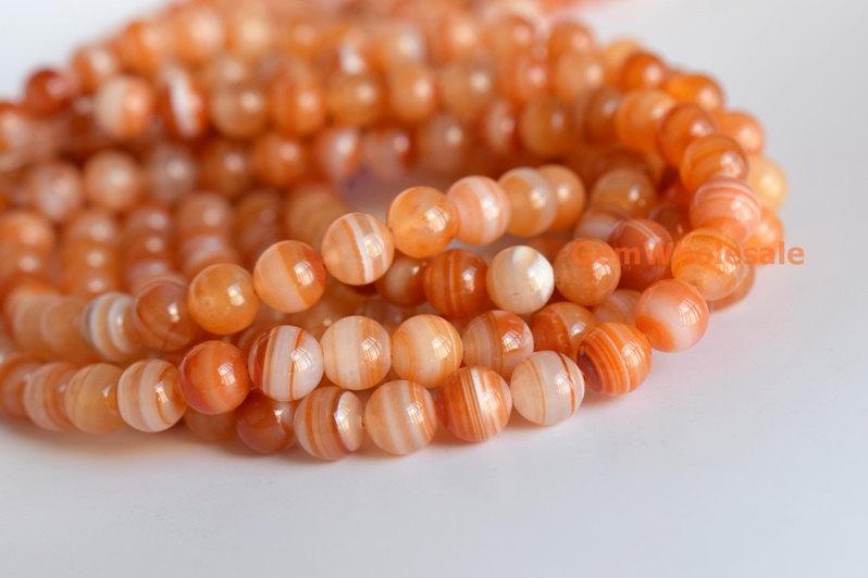 15.5" 6mm/8mm red stripe Agate Round beads Gemstone