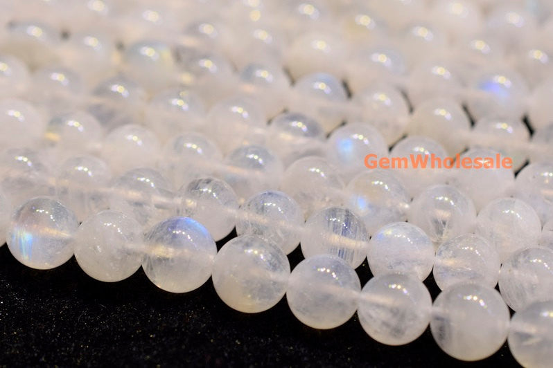 7.5" 7~8mm  Moonstone round beads, moonstone with blue shinning, white semi-precious stone